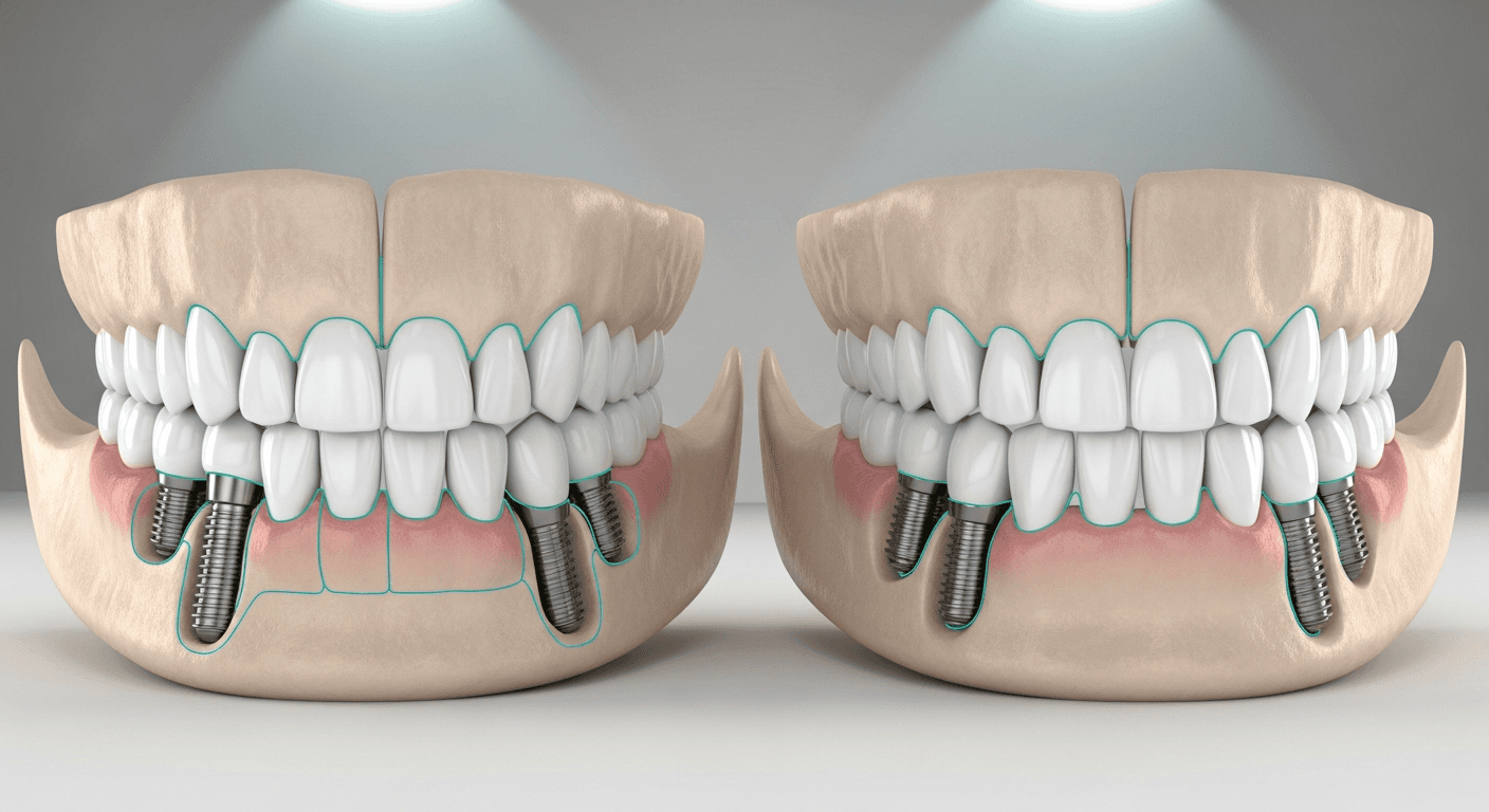All-on-4 vs All-on-6 full-arch implant configurations compared