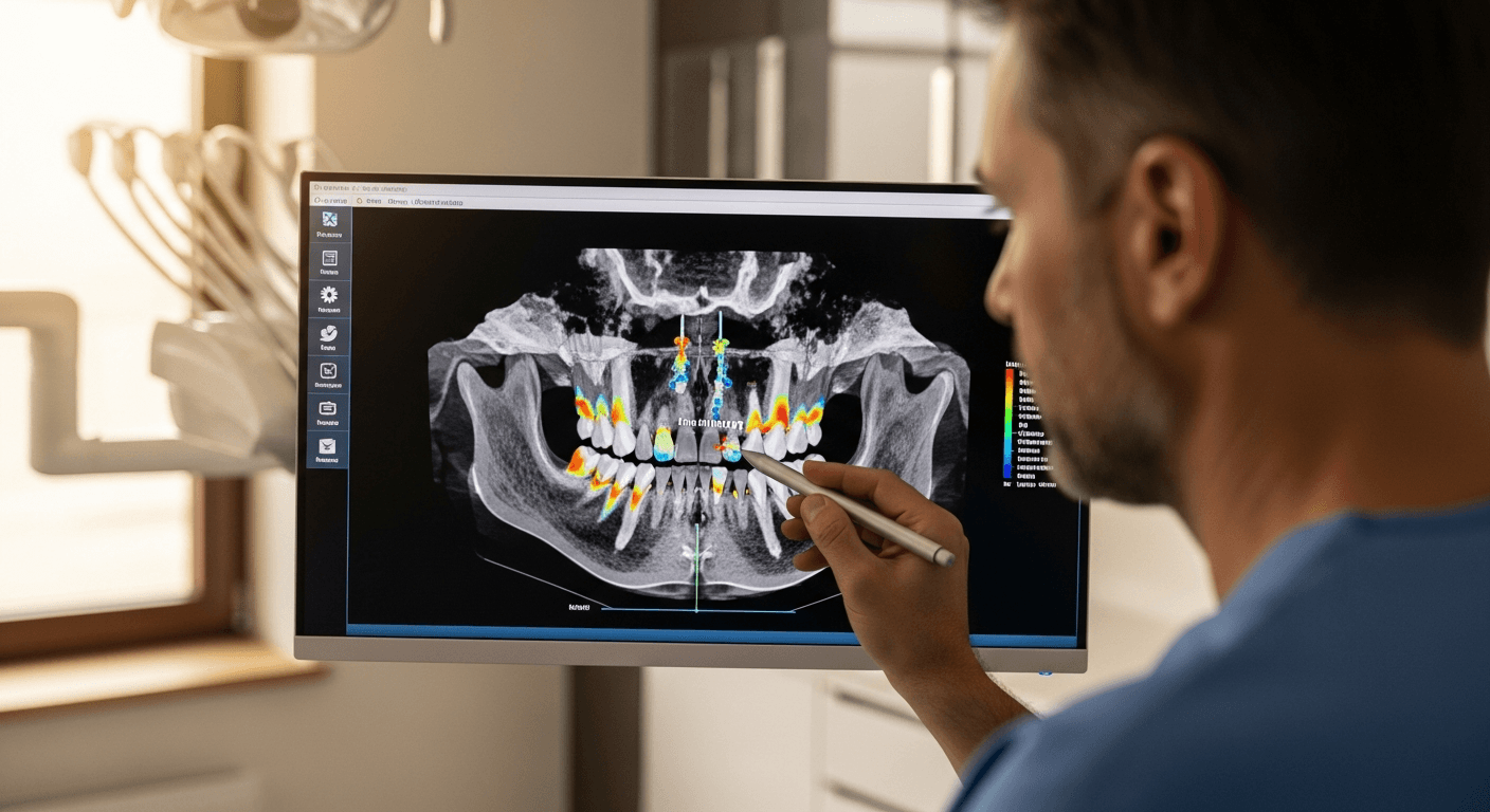 3D dental scan showing jaw bone volume during dental implant planning